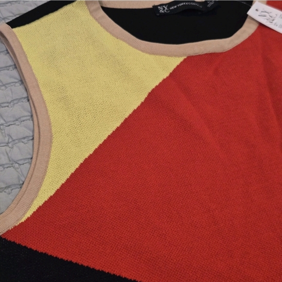 New York & Company Red, Black, and Yellow Tank Top Size Large - Picture 6 of 7